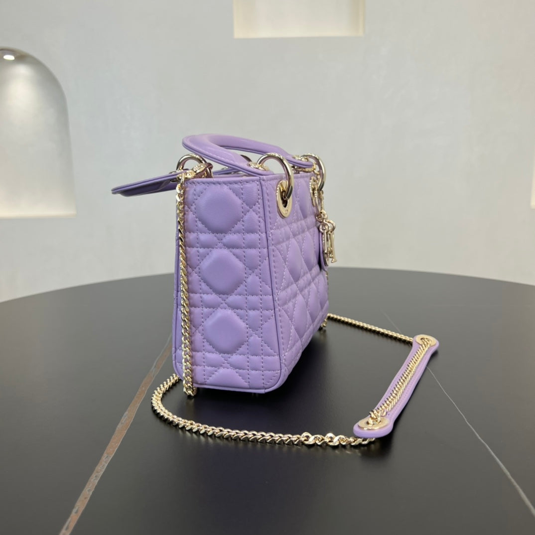 17cm purple princess 3 grid matte shoulder tote bag 282257
