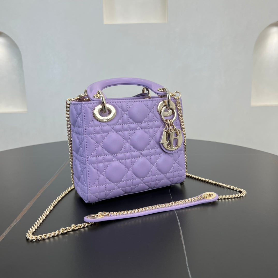 17cm purple princess 3 grid matte shoulder tote bag 282257