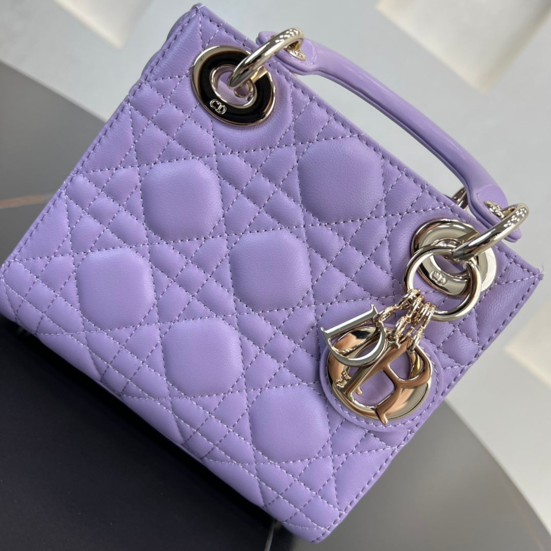 17cm purple princess 3 grid matte shoulder tote bag 282257