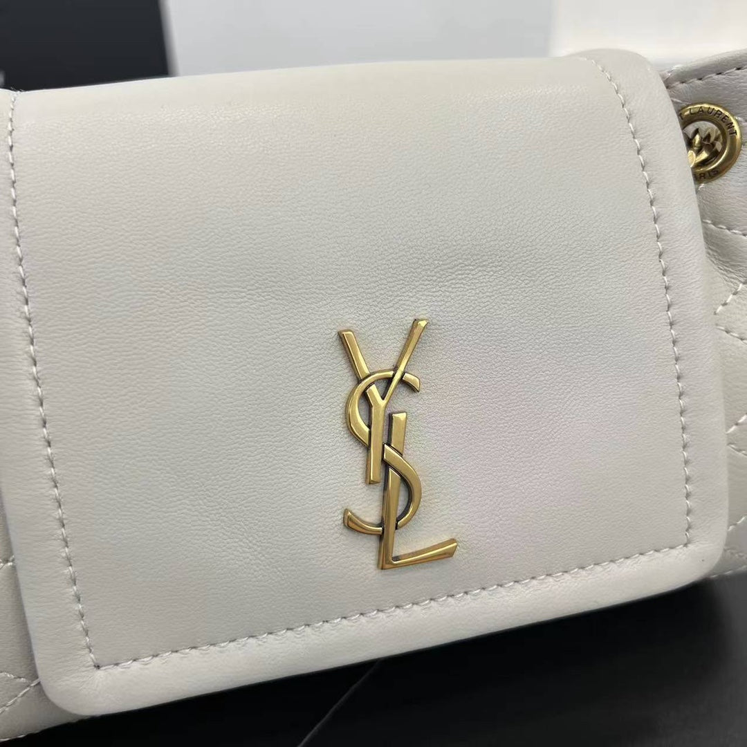 MONOGRAM 18cm white sheepskin leather shoulder bag 672738