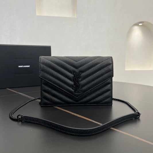 19cm black chainball patterned leather envelope package 393953
