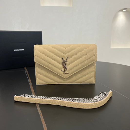 19cm monogram apricot silver chain envelope wallet 393953