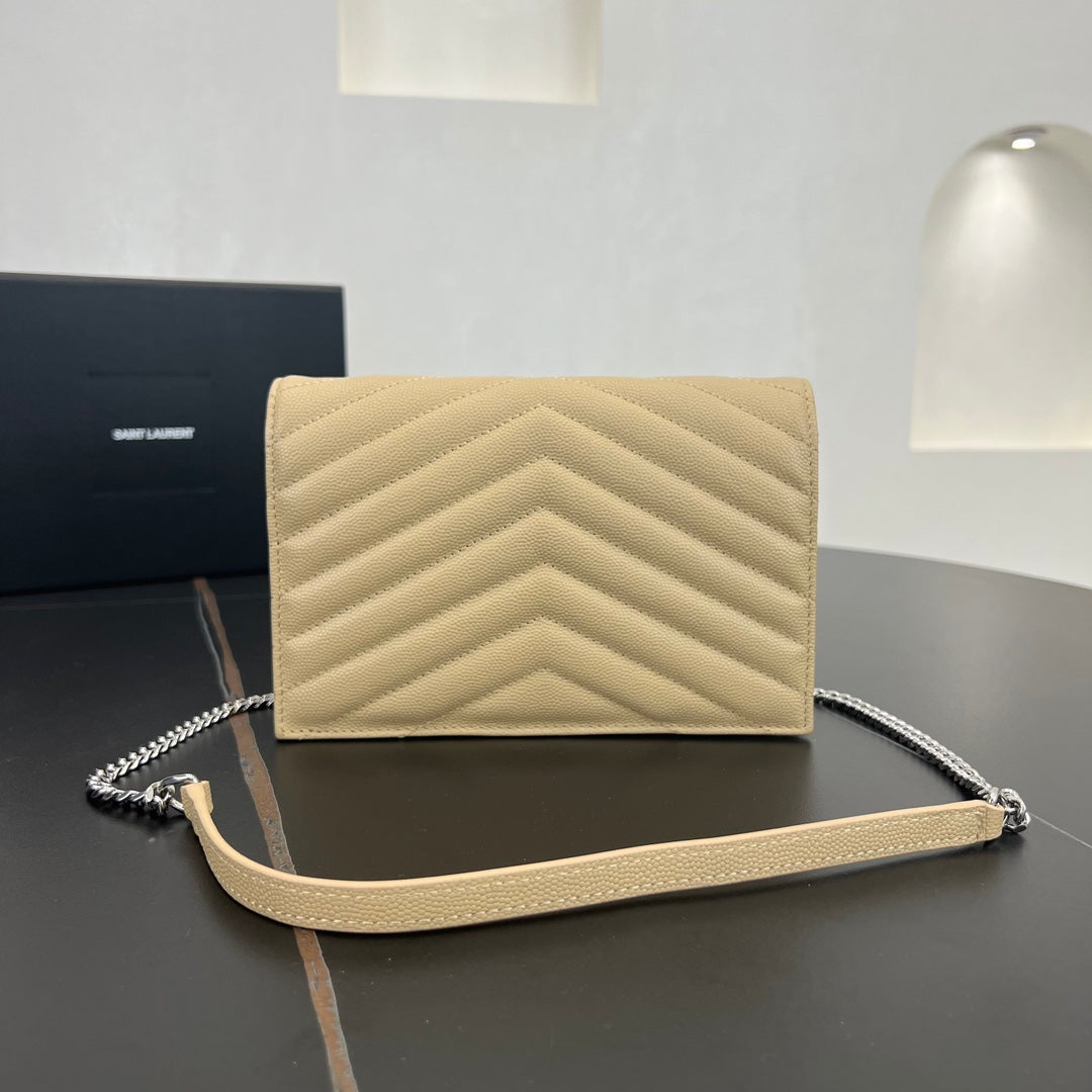 19cm monogram apricot silver chain envelope wallet 393953