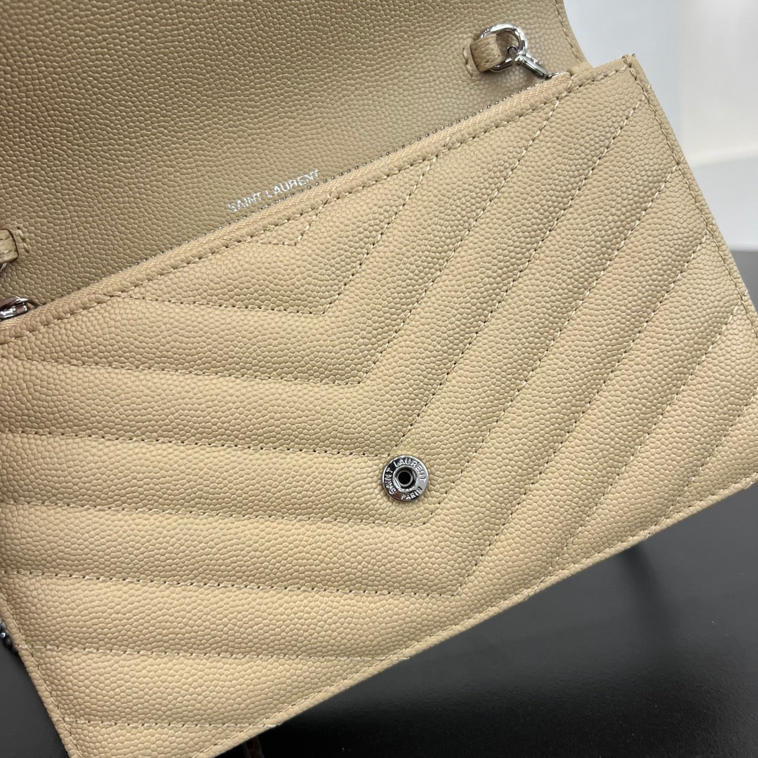 19cm monogram apricot silver chain envelope wallet 393953