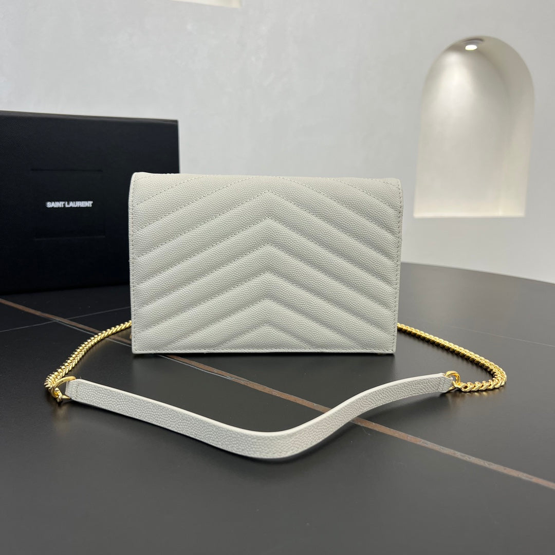 ysl 19cm milk platinum chain ball pattern wallet 393953