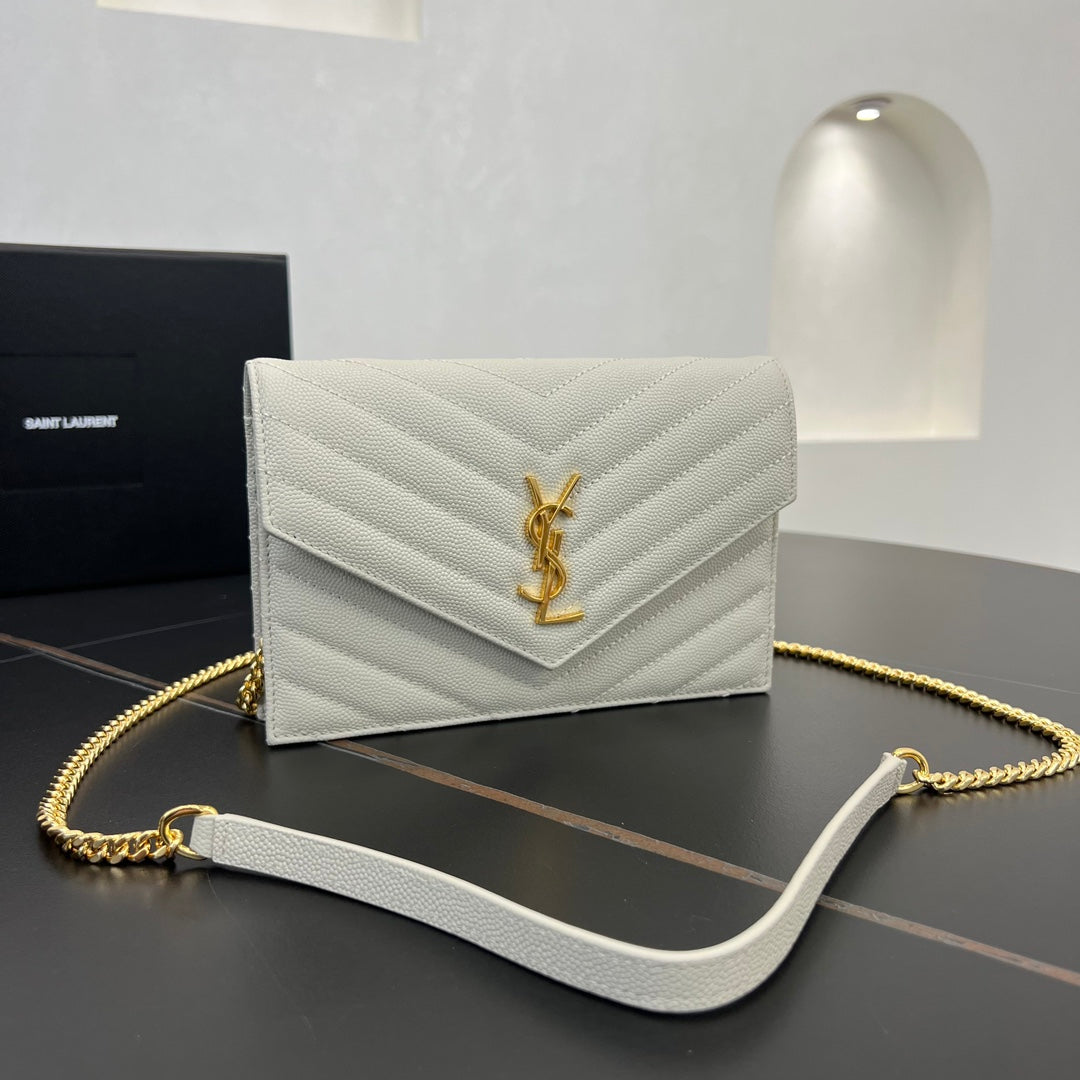 ysl 19cm milk platinum chain ball pattern wallet 393953