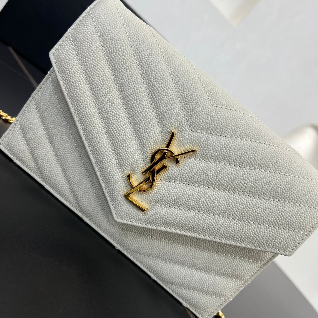 ysl 19cm milk platinum chain ball pattern wallet 393953