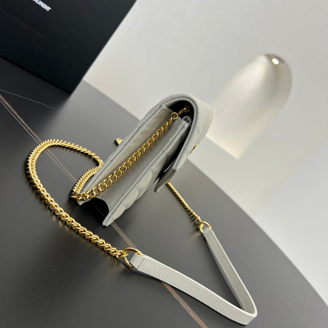 ysl 19cm milk platinum chain ball pattern wallet 393953