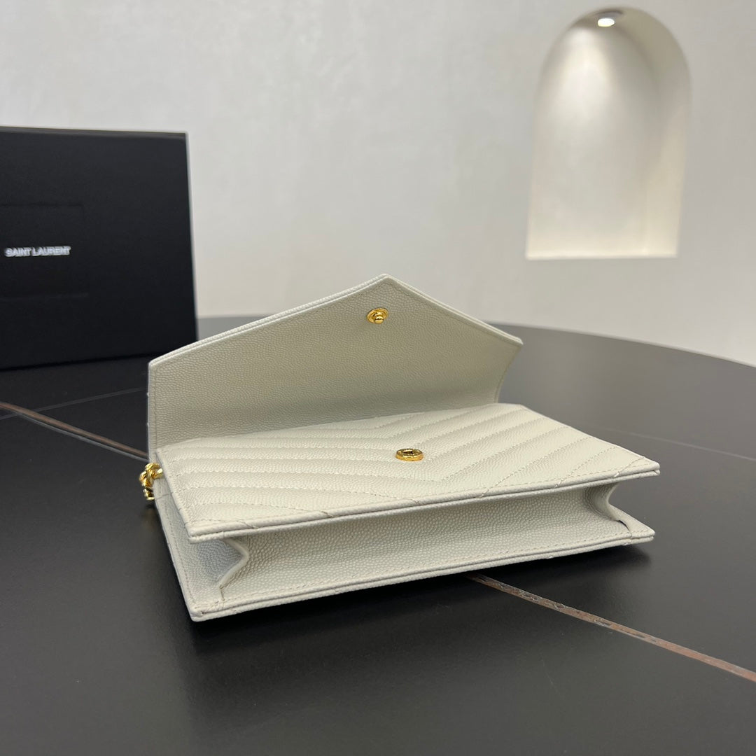 ysl 19cm milk platinum chain ball pattern wallet 393953