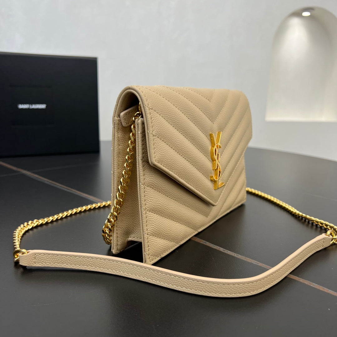 SL 19cm Apricot Gold Chain Envelope Shoulder Bag 393953