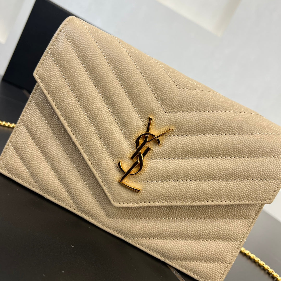 SL 19cm Apricot Gold Chain Envelope Shoulder Bag 393953