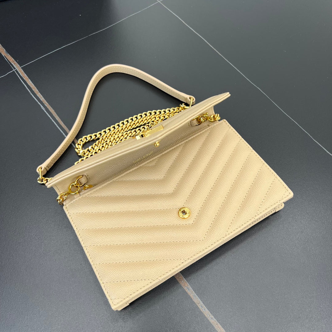 SL 19cm Apricot Gold Chain Envelope Shoulder Bag 393953