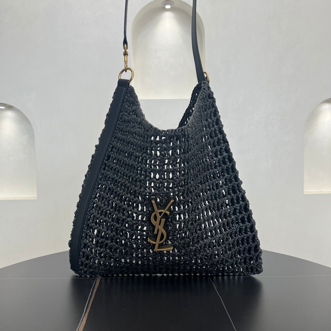oxalis 37cm black lafite grass woven shoulder backpack 781289