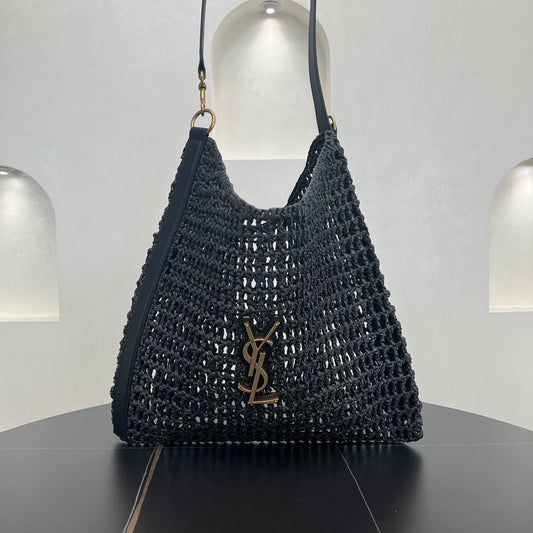 oxalis 37cm black lafite grass woven shoulder backpack 781289