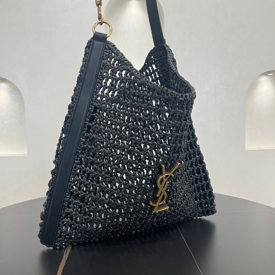 oxalis 37cm black lafite grass woven shoulder backpack 781289