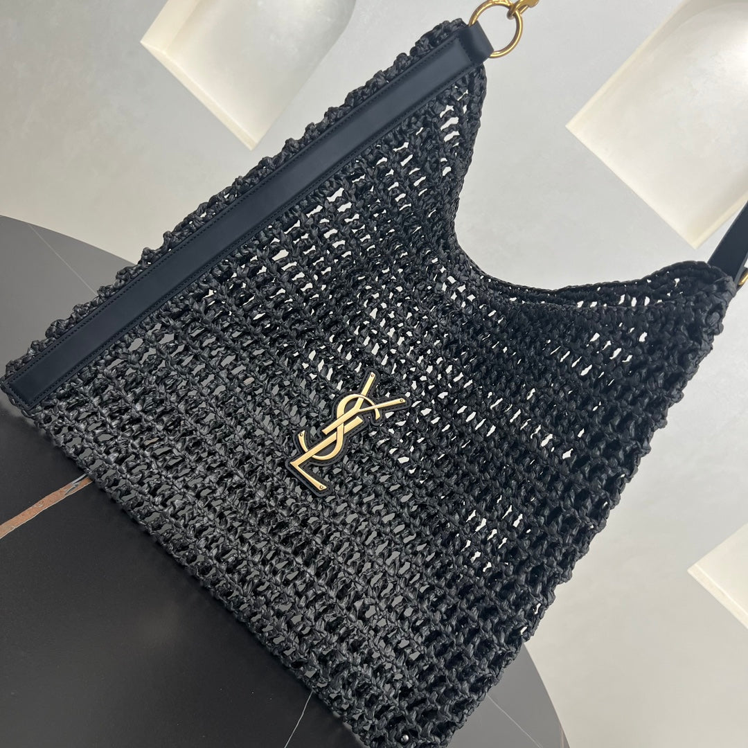 oxalis 37cm black lafite grass woven shoulder backpack 781289
