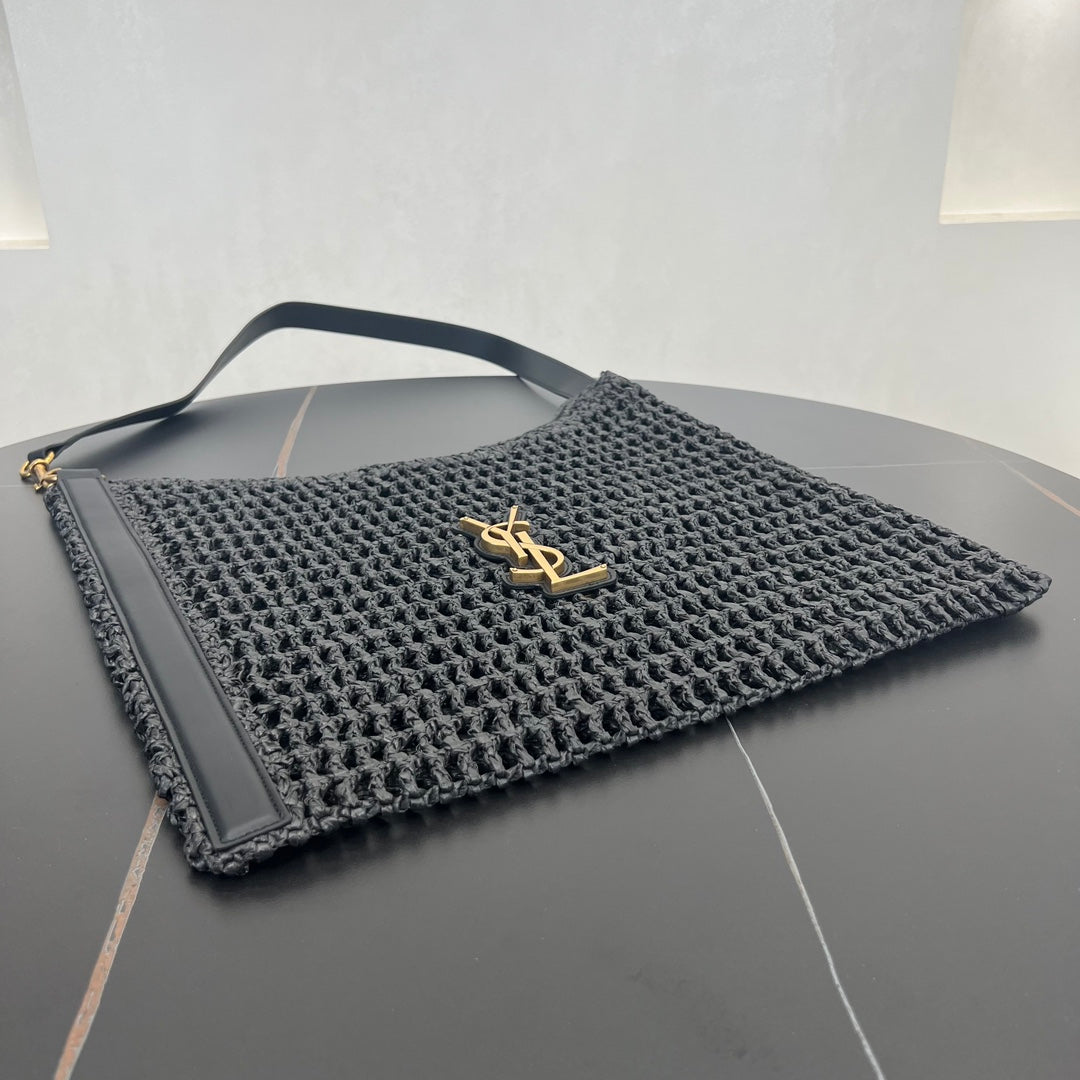 oxalis 37cm black lafite grass woven shoulder backpack 781289