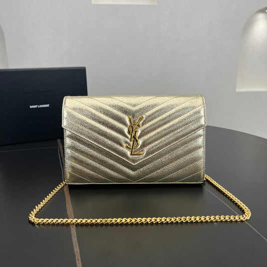 diamond pattern silver bag gold chain envelope shoulder bag 377828