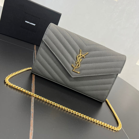 22 5cm grey gold chain ball pattern cross shoulder bag