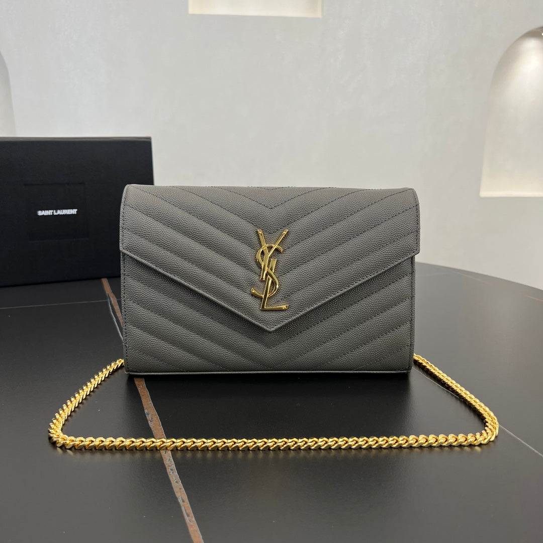 22 5cm grey gold chain ball pattern cross shoulder bag