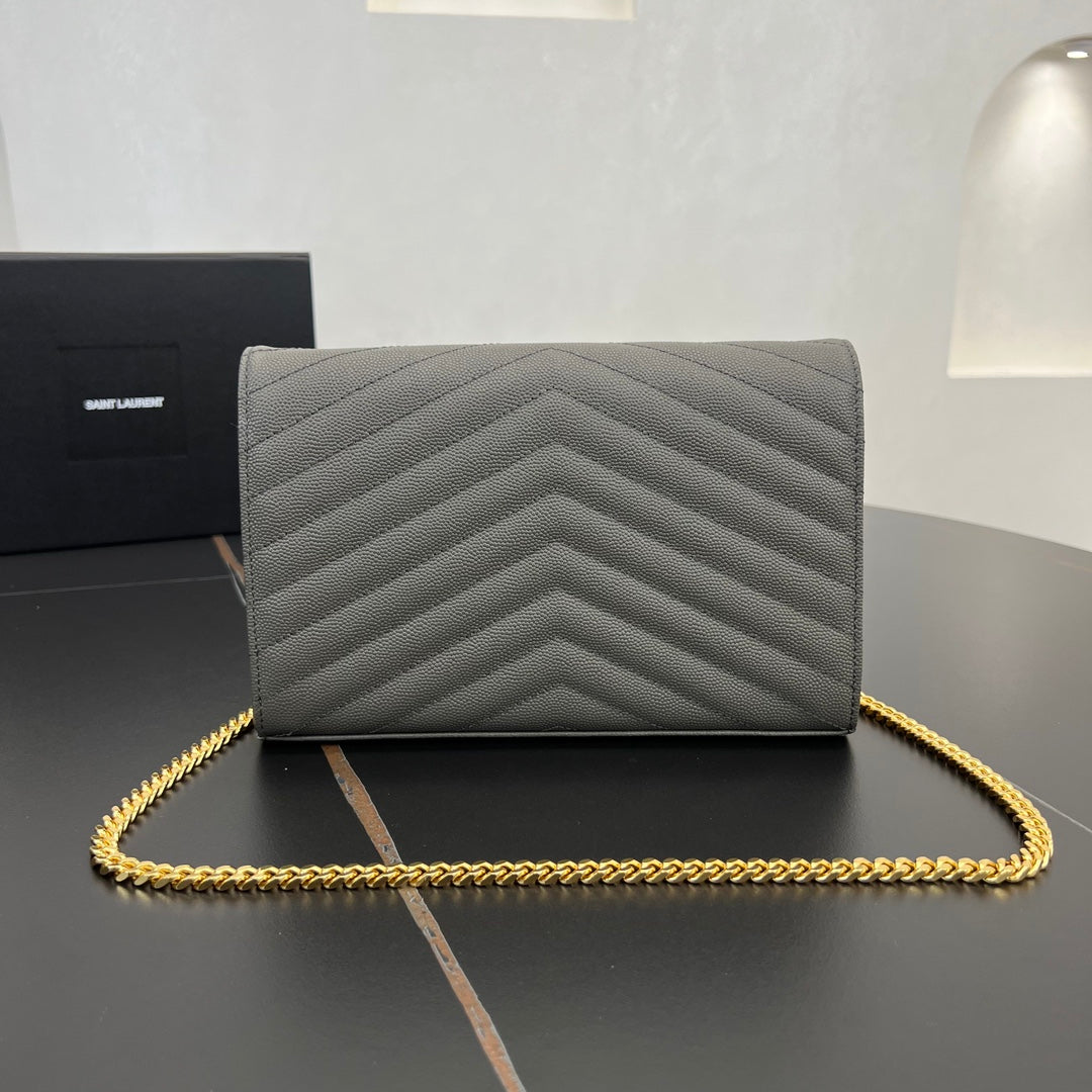 22 5cm grey gold chain ball pattern cross shoulder bag