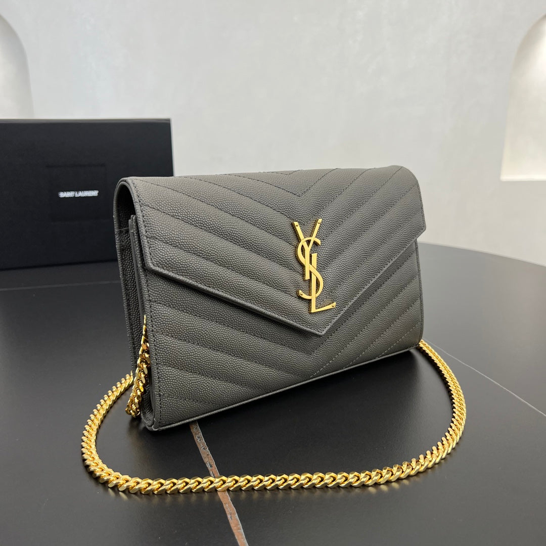 22 5cm grey gold chain ball pattern cross shoulder bag