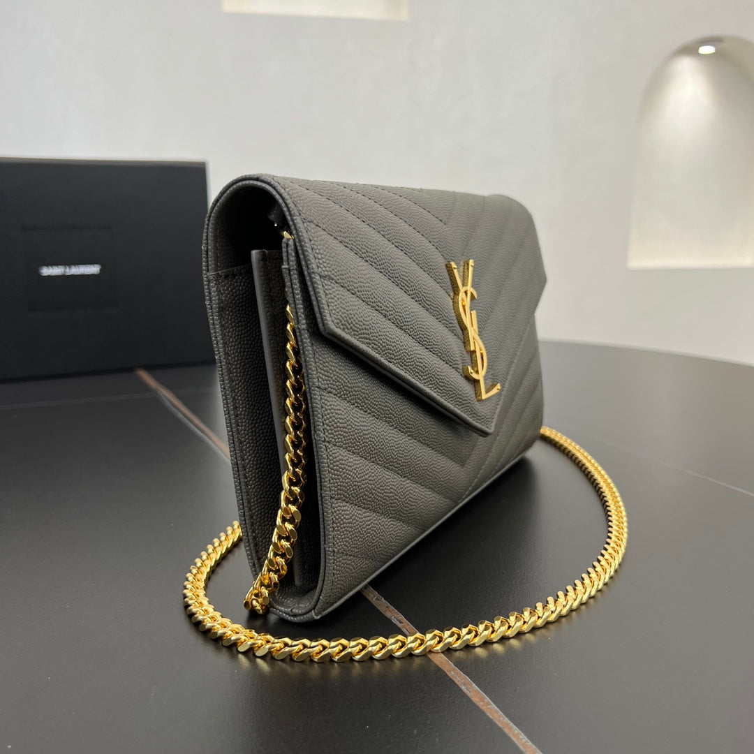 22 5cm grey gold chain ball pattern cross shoulder bag