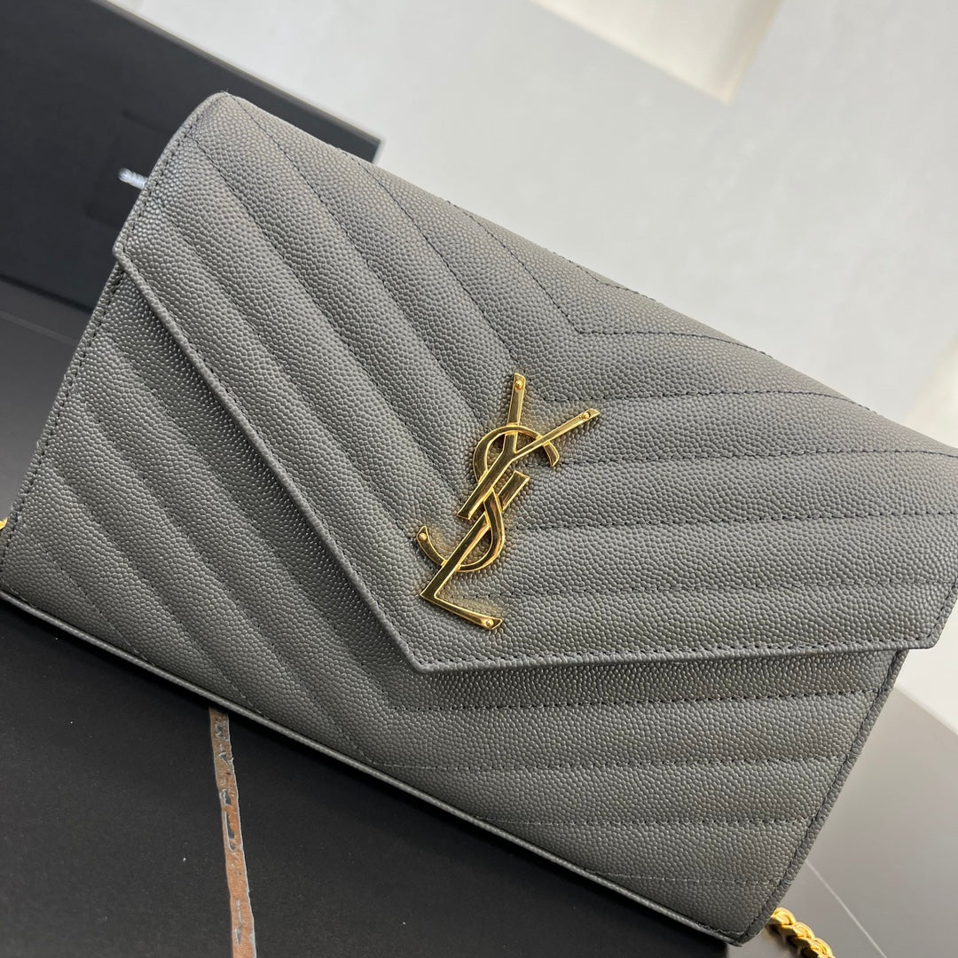 22 5cm grey gold chain ball pattern cross shoulder bag