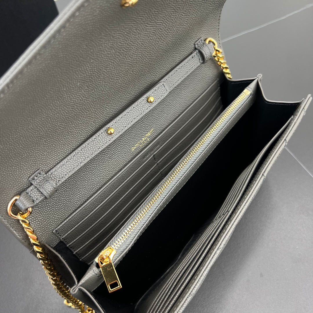 22 5cm grey gold chain ball pattern cross shoulder bag