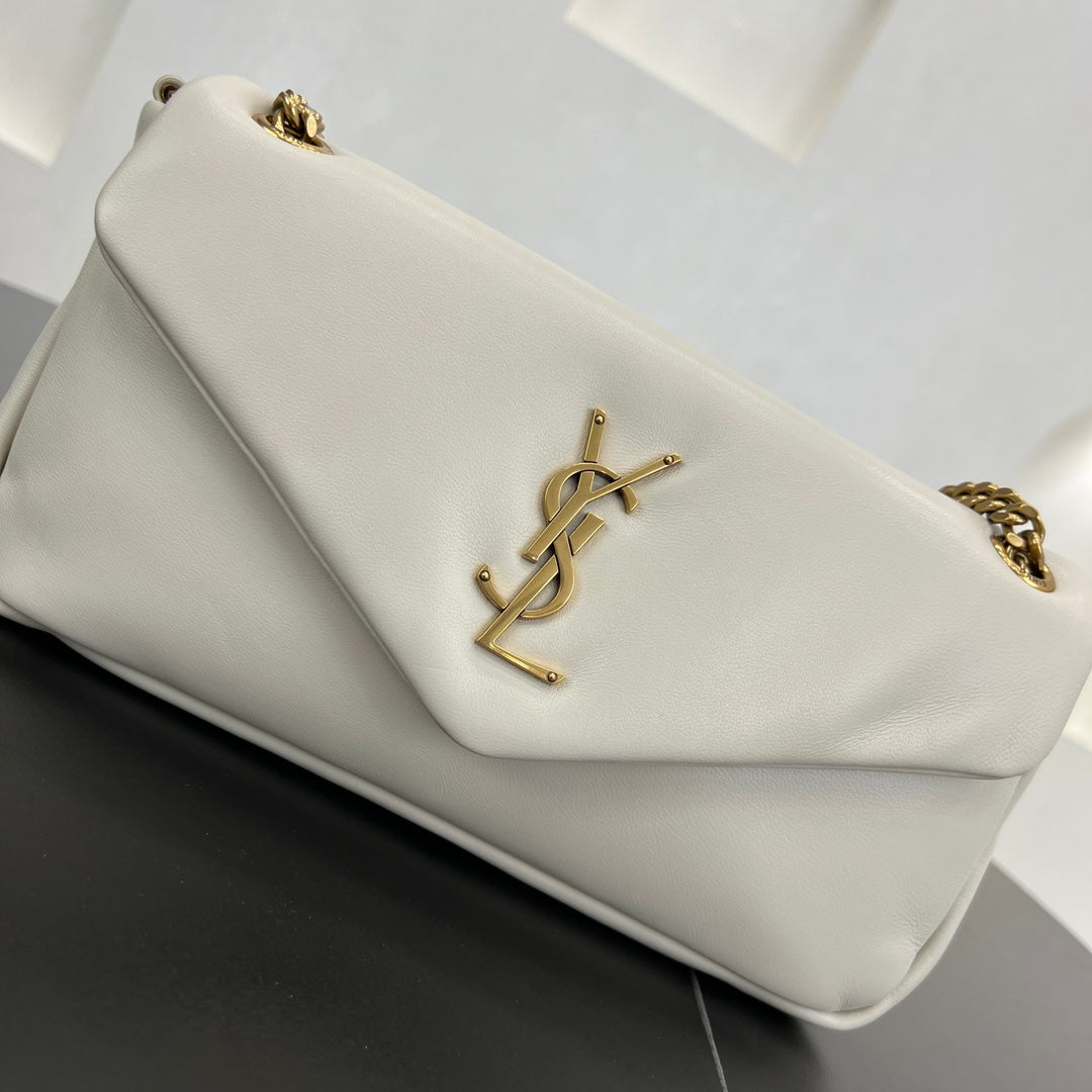 SL 26CM Milk White Calypso Chain Sheepskin Cross Shoulder Bag 734153