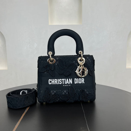 24cm embroidered lady d joy black butterfly handbag bag 280736