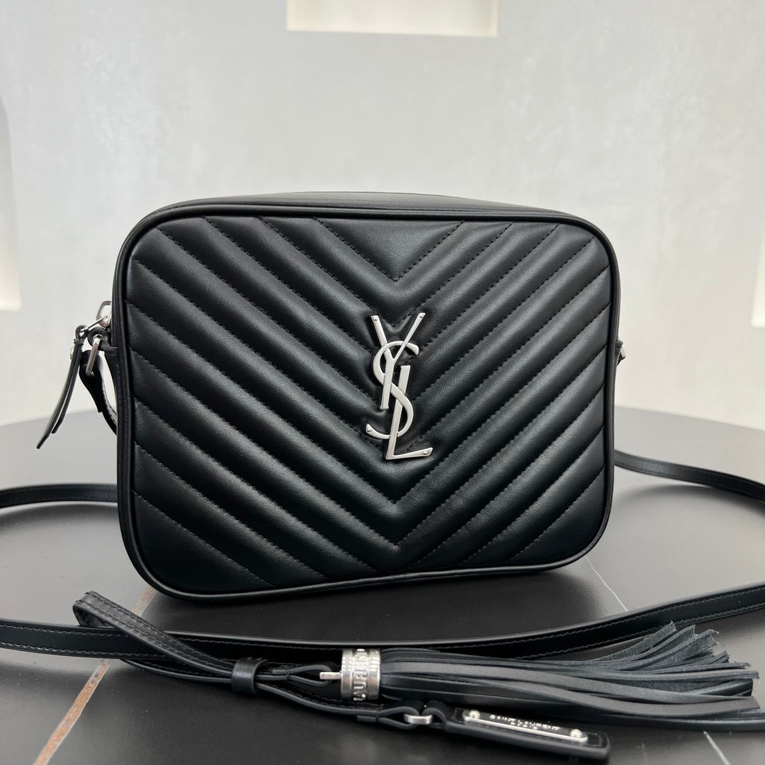 SL 23CM black cowhide crossbody shoulder bag 520534