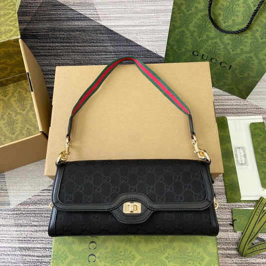 gg luce series 12cm black shoulder bag 786027