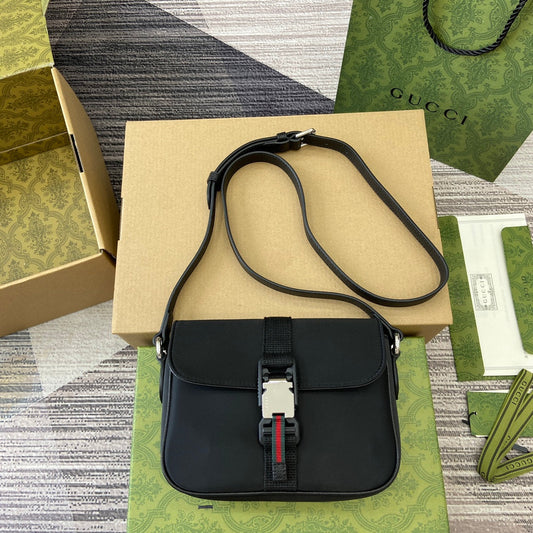 20cm black aviation fabric single shoulder crossbody bag 802100