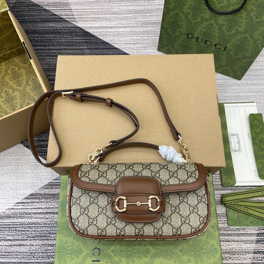 horsebit 1955 series 22 6cm brown handbag 815206