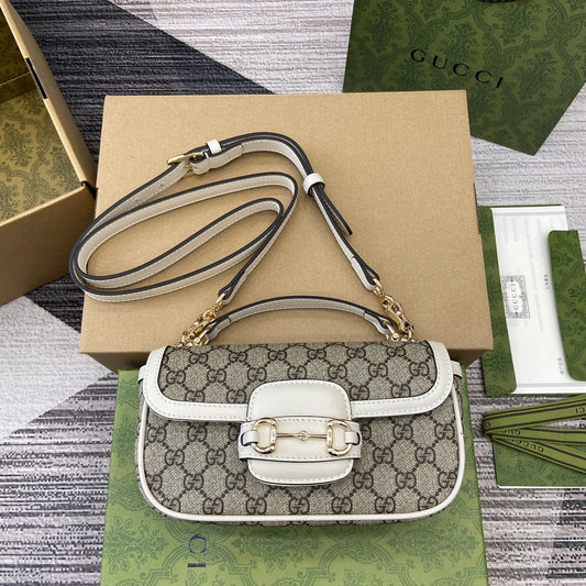 horsebit 1955 series 22 6cm white handbag 815206