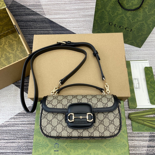 gg 22 6cm horsebit black crossbody handbag 815206