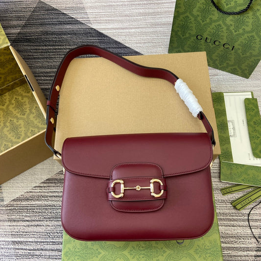 horsebit 1955 series 25 9cm wine red shoulder backpack 815178