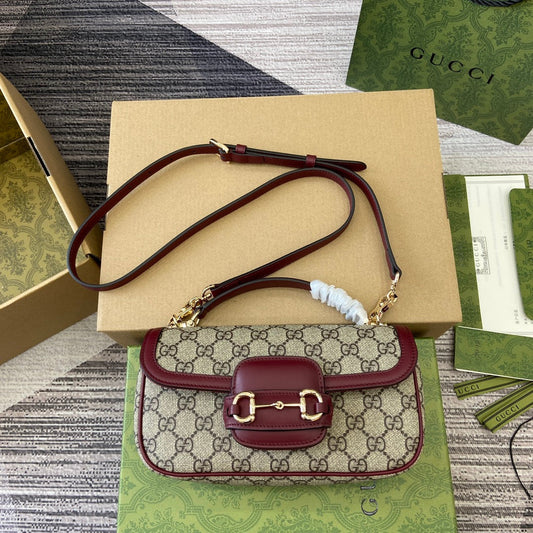 gg 22 6cm burgundy single shoulder handbag