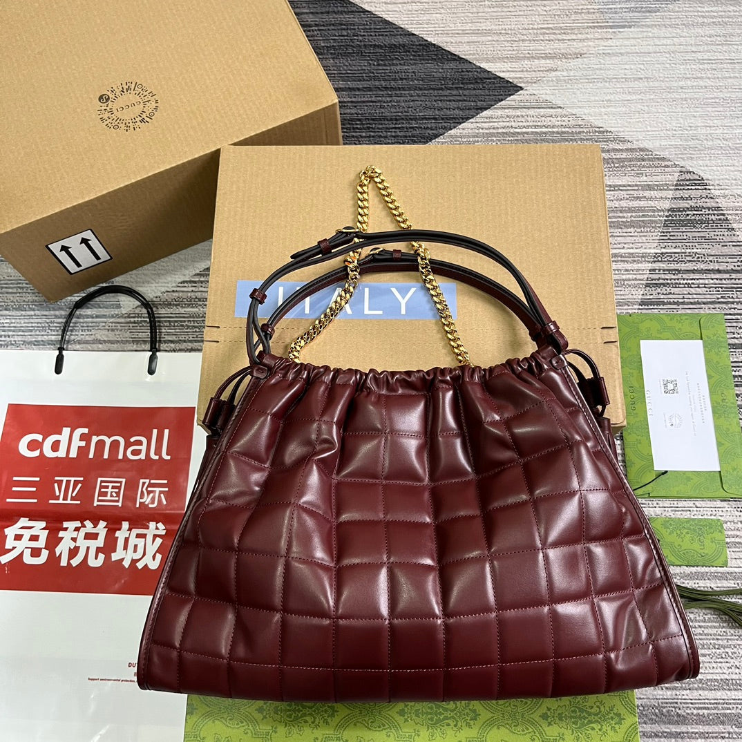 gg deco series 43cm deep red tote shoulder bag 746210