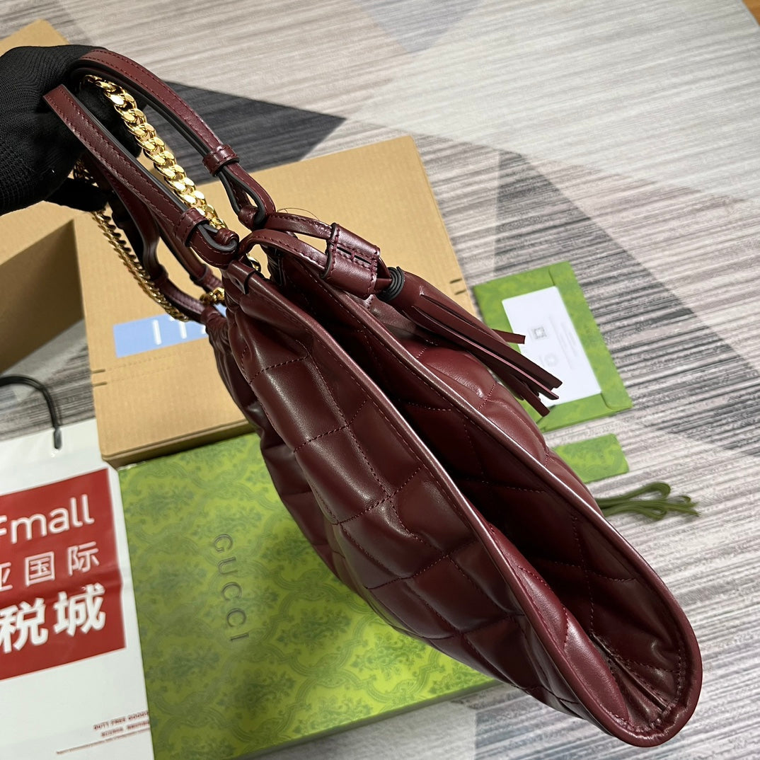 gg deco series 43cm deep red tote shoulder bag 746210