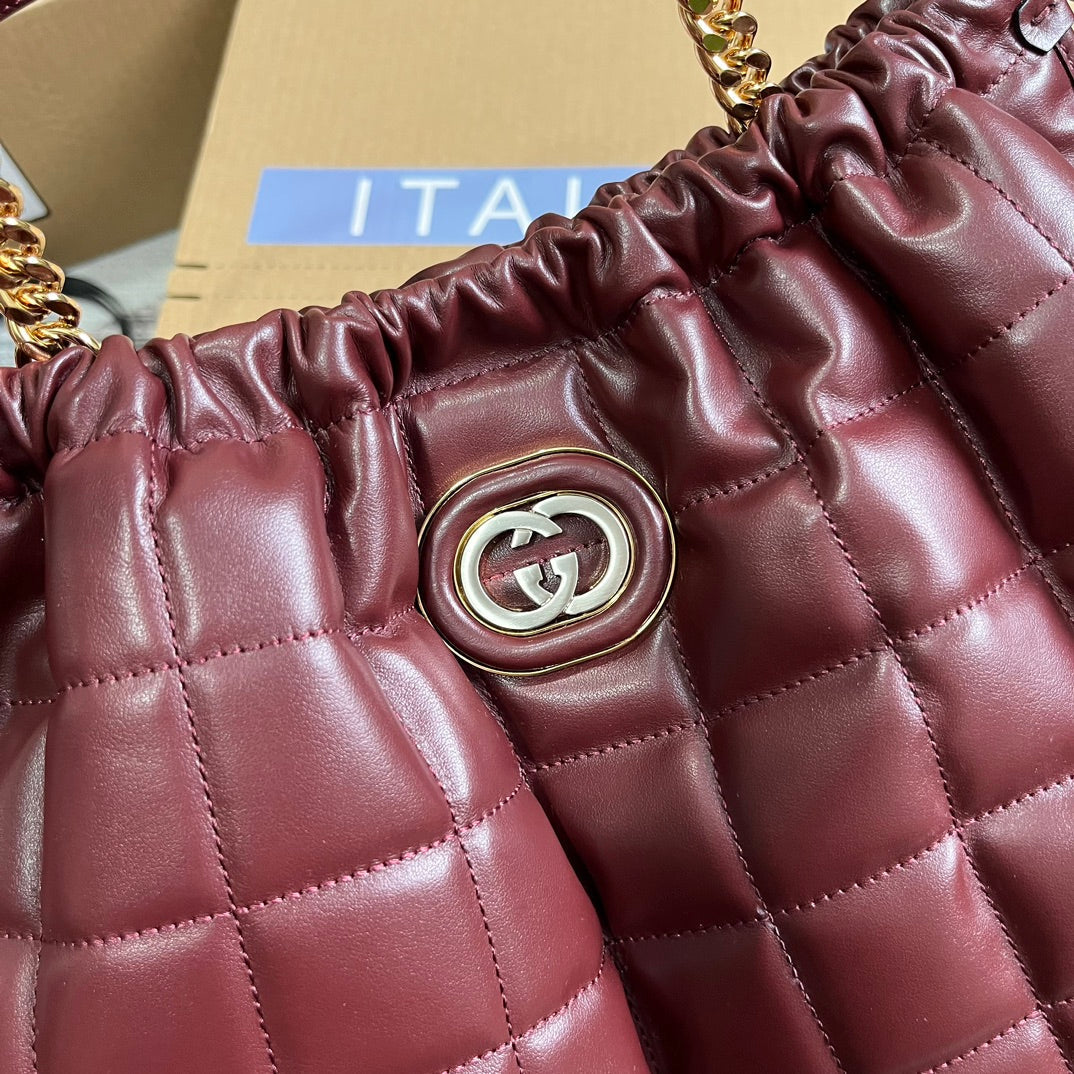 gg deco series 43cm deep red tote shoulder bag 746210