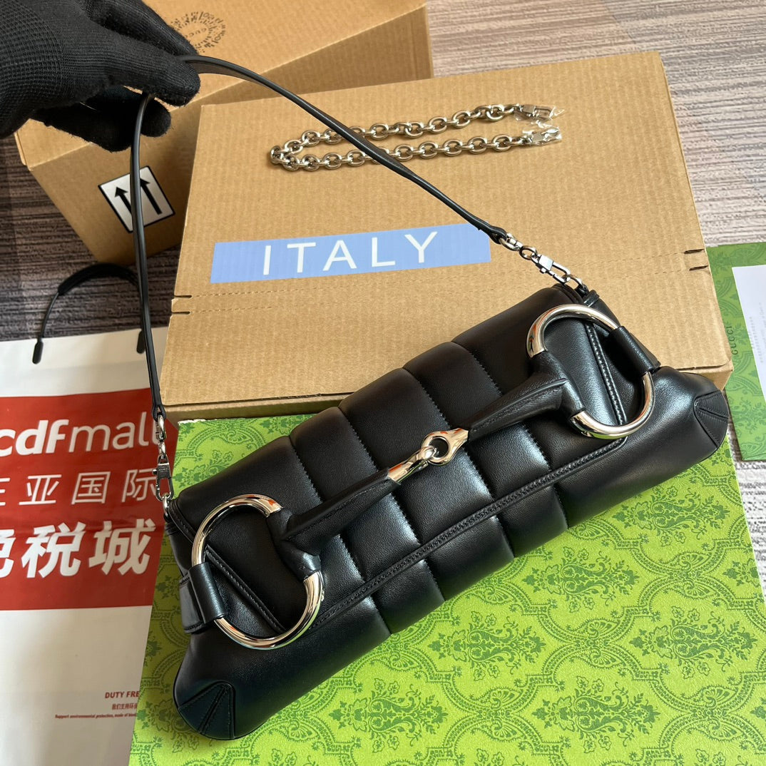 38cm horsebit chain black shoulder backpack 764255