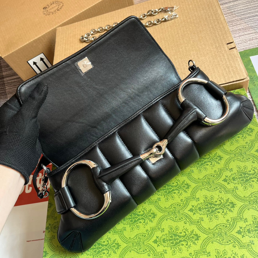 38cm horsebit chain black shoulder backpack 764255