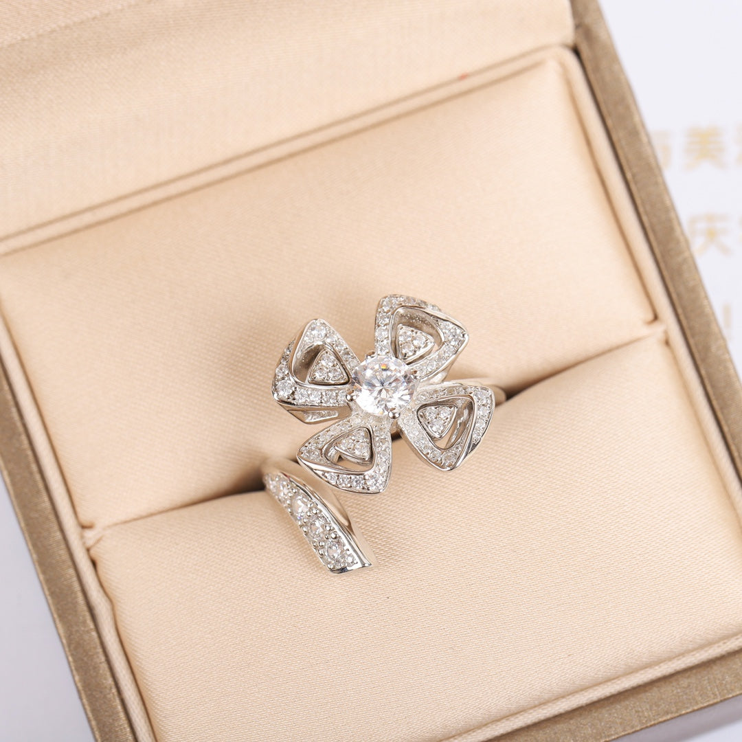 Full Diamond Rose Open Ring JZA128