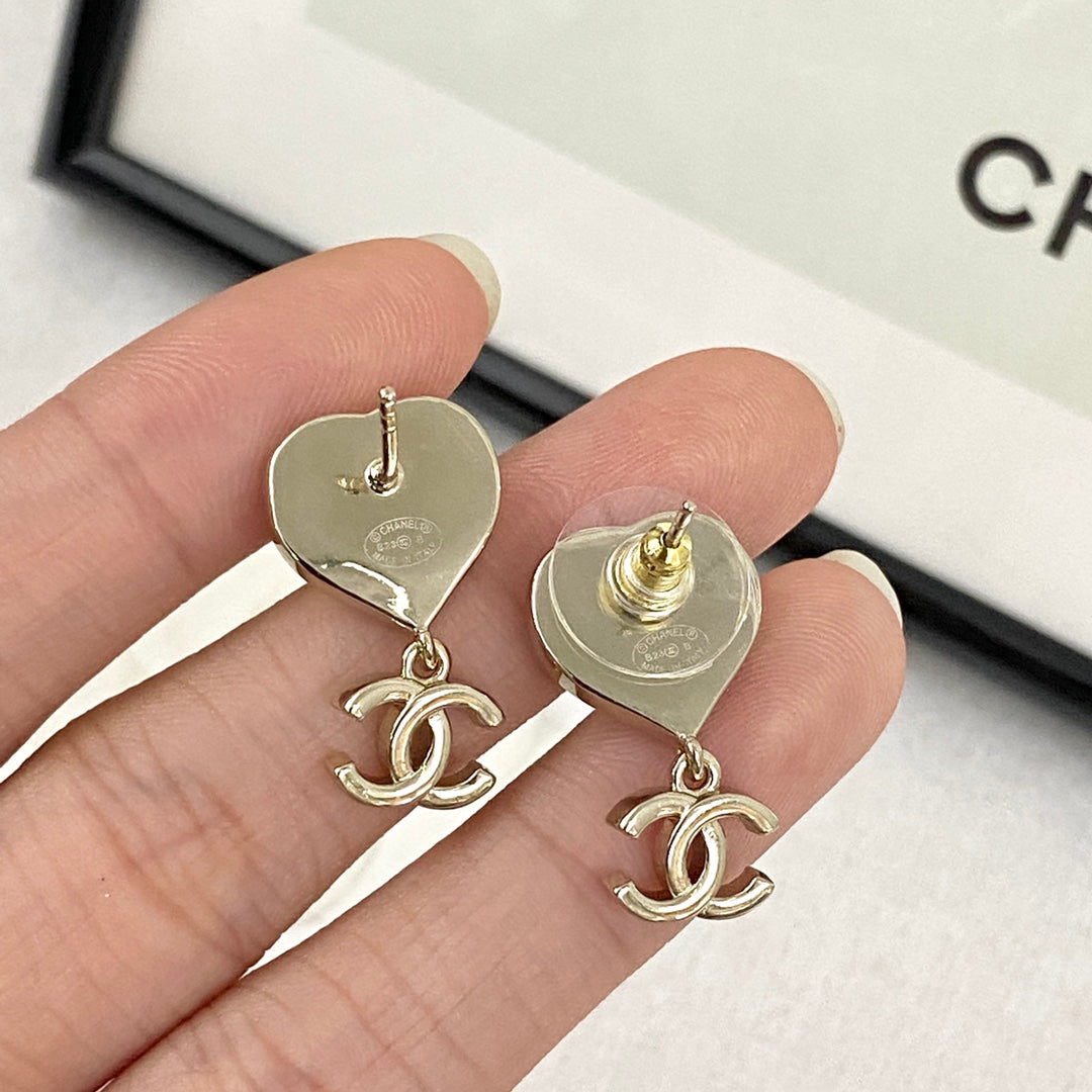 CHA Pearl Love Double C Silver Earrings EHA390