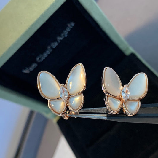 rose gold white beimu butterfly earrings eha624