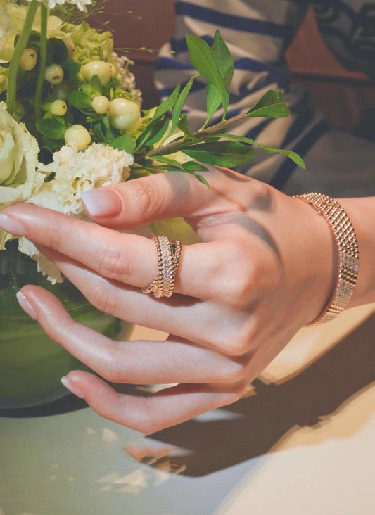 diamonds duo round rose gold ring jza153
