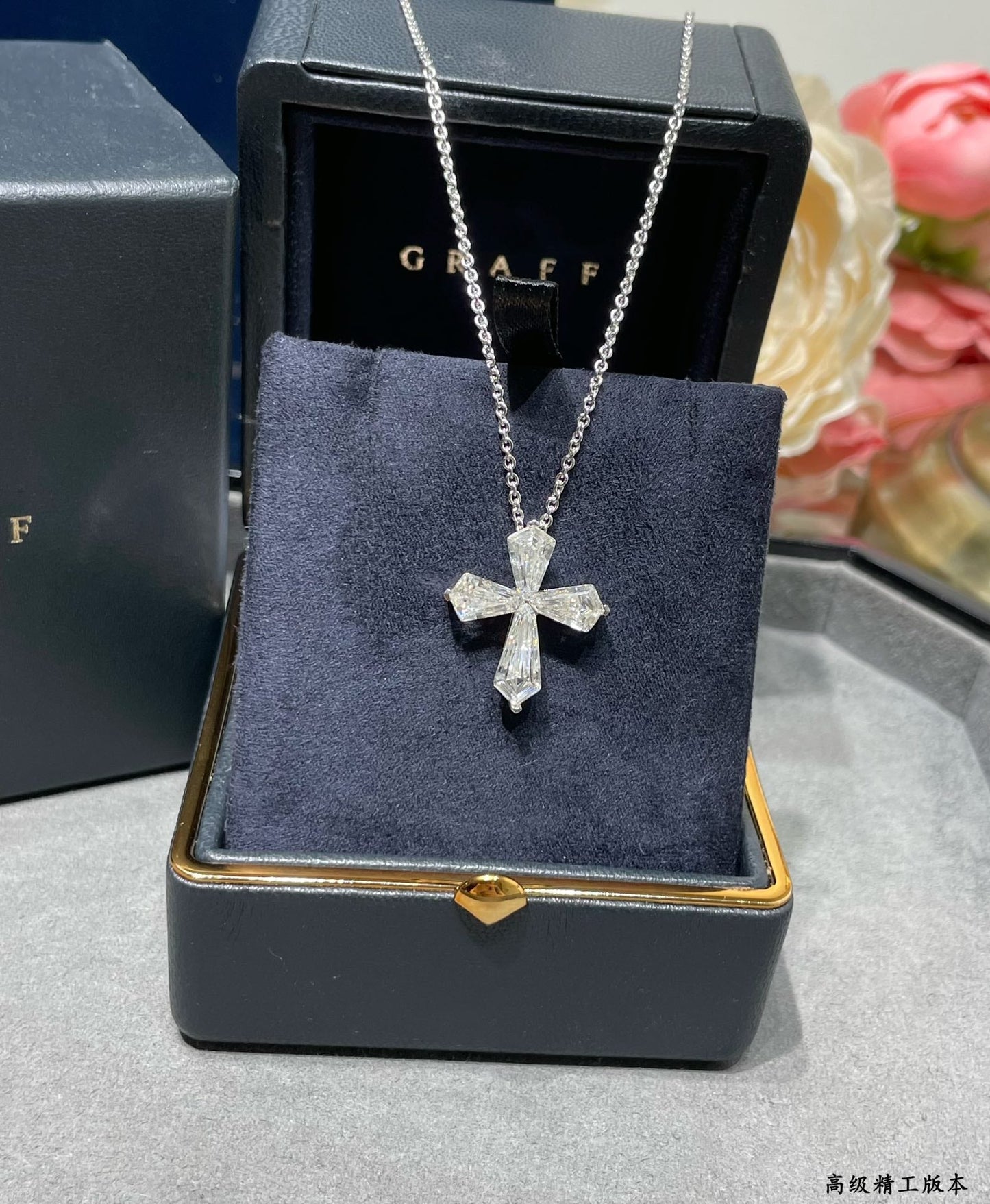 Ice Flower Cross Silver Necklace XLA313