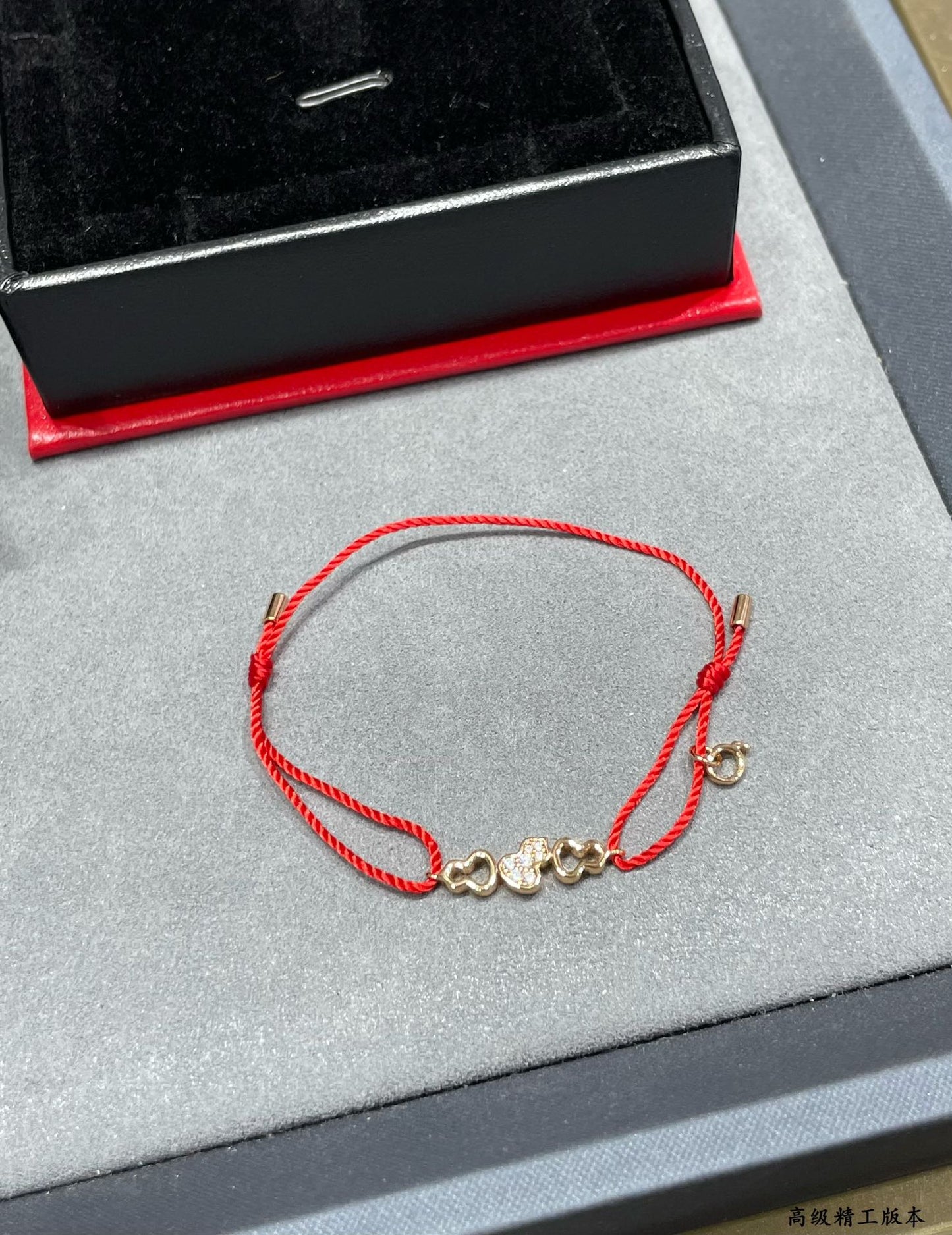 V Golden Qilin Three Gourd Red Rope Bracelet SLA146